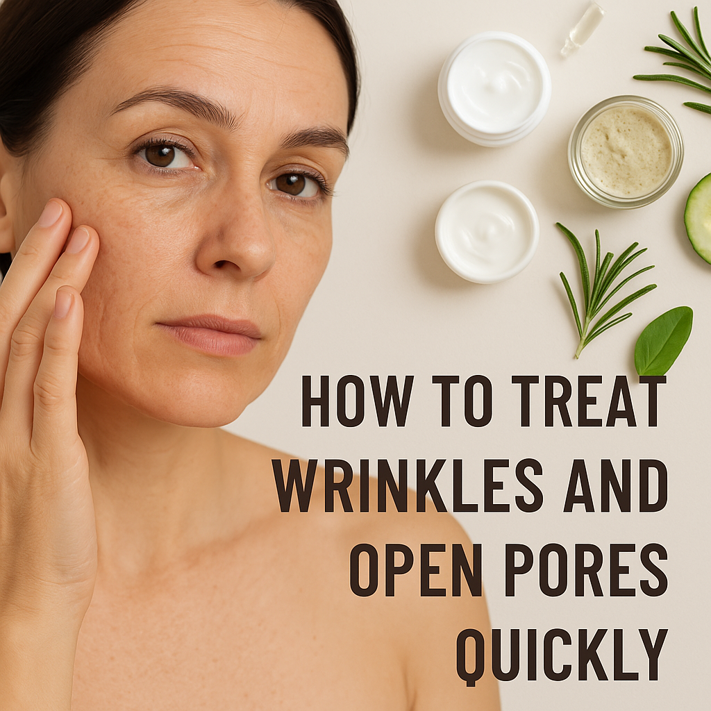 Woman treating wrinkles and pores